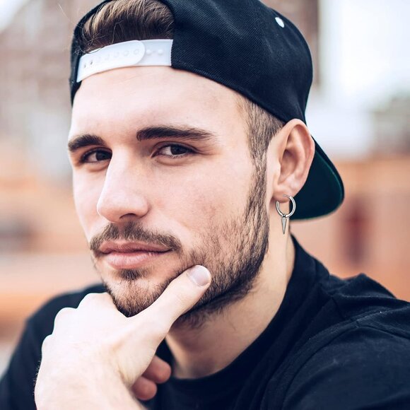 20 Pcs Silver Stainless Steel Non-Piercing Dangle Hoop Earrings for Men, Gift Bo - Picture 5 of 7